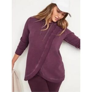 Old Navy Maternity Vintage Cross-Front Nursing Tunic Hoodie in Raisin Arizona